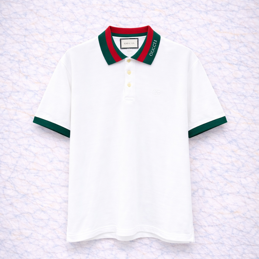 👕 Gucci – Polo Blanc Web Vert & Rouge