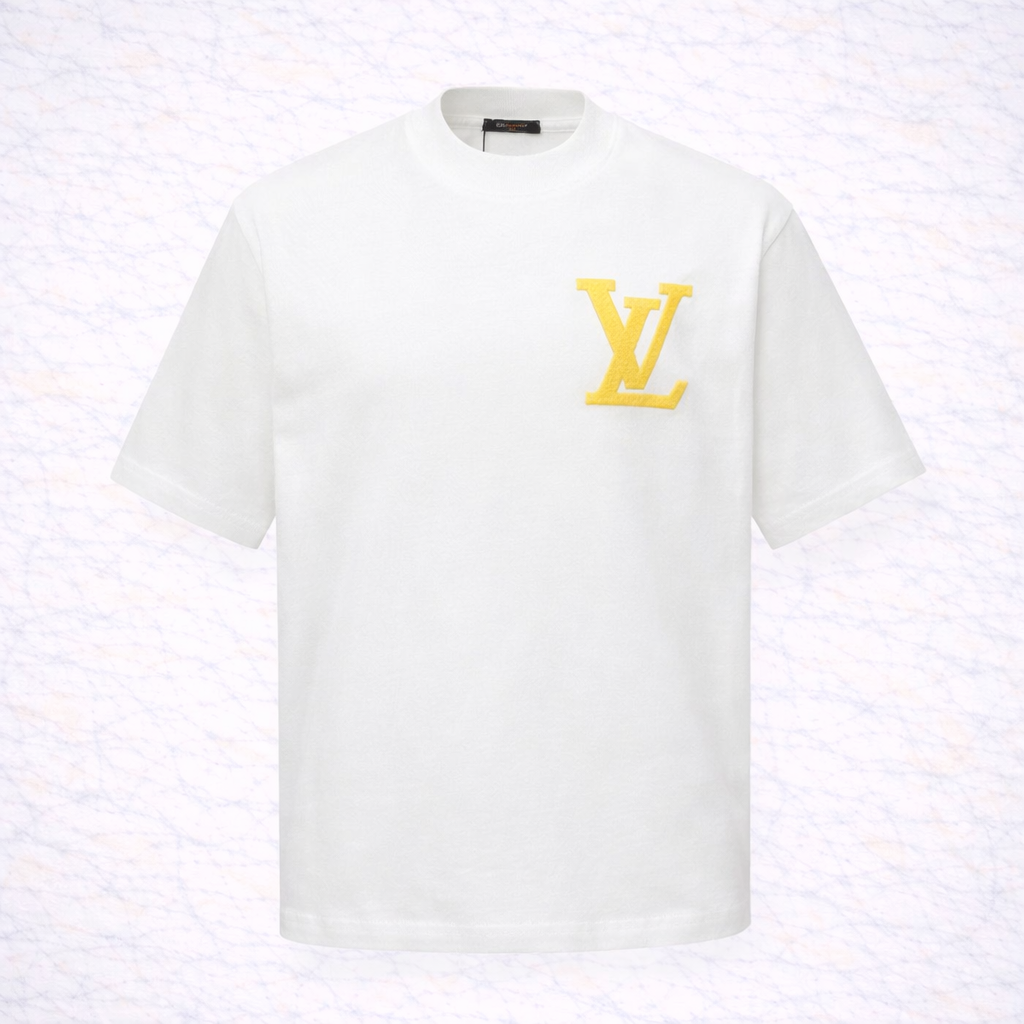Louis vuitton - T-Shirt Blanc Logo LV jaune