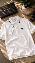 Prada - Polo blanc à col constraté