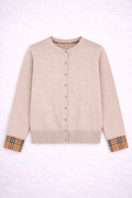 Burberry – Cardigan Beige Détails Check Signature
