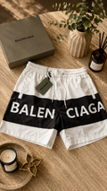 Balenciaga - Short de bain logo blanc