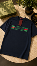 Gucci – T-shirt Bleu Marine Bande Web Logo