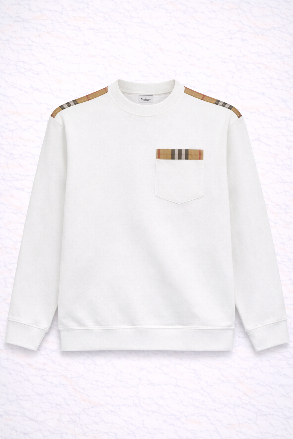 Burberry – Sweat Blanc Poche Check Signature